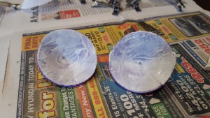 Bottom of pastie with adhesive